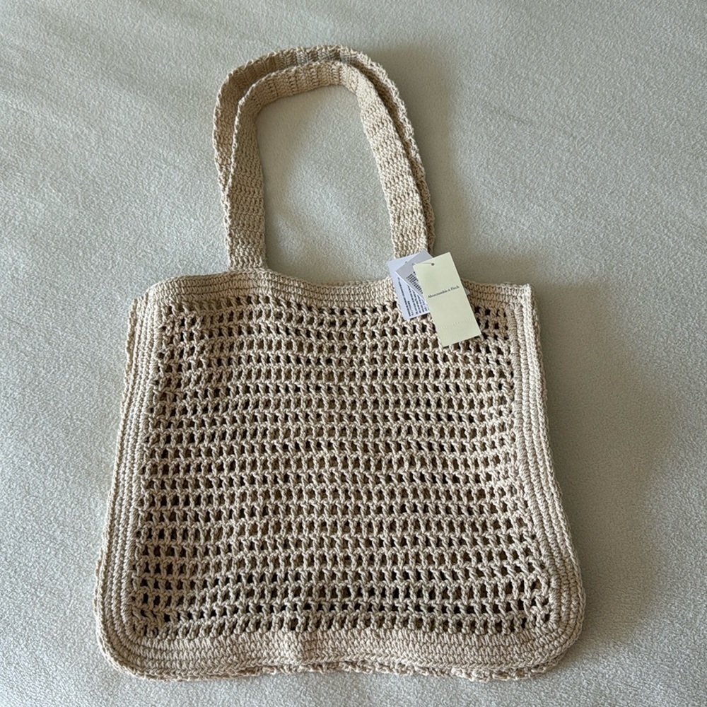 Abercrombie and Fitch Crochet-Style Tote Bag NWT